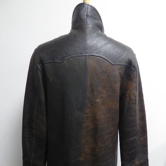 MICHAEL HOBAN NORTH BEACH BROWN LEATHER PEA COAT M - Picture 8 of 12